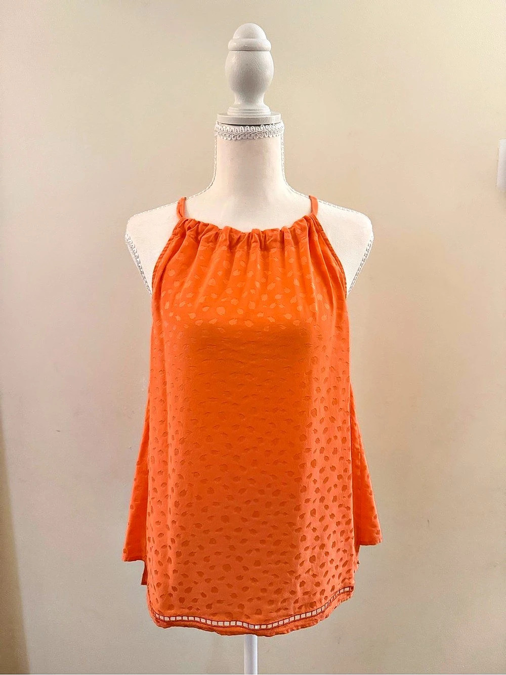 Trina Turk Orange Sleeveless Blouse Like New